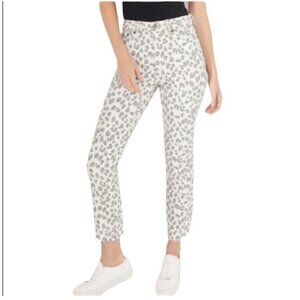 Abercrombie & Fitch White Gray Leopard Mom Jeans Size 6 Long